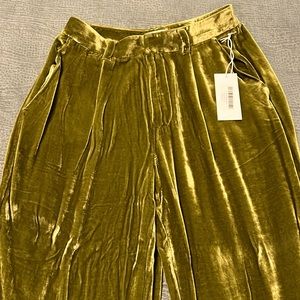 Green Velvet Wide Leg Reformation Pants